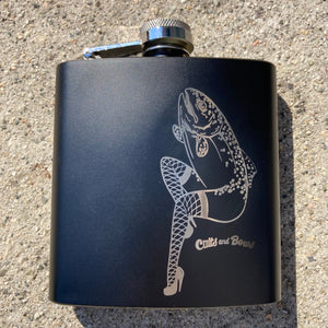 "Trout Legs" Engraved Flask