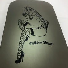 Load image into Gallery viewer, Gun Metal Black Print &quot;Trout Legs&quot; Aluminum Fly box
